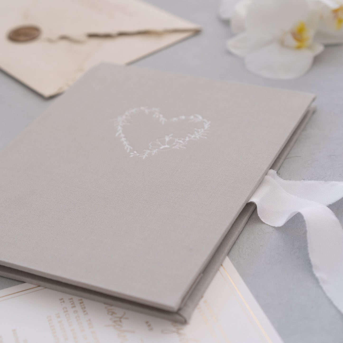 Linen Invitation Folio - Light Grey