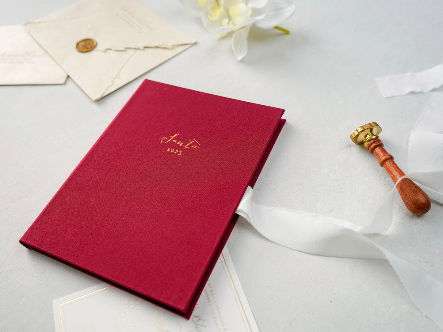 Linen Invitation Folio - Natural linen